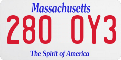 MA license plate 280OY3