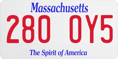 MA license plate 280OY5