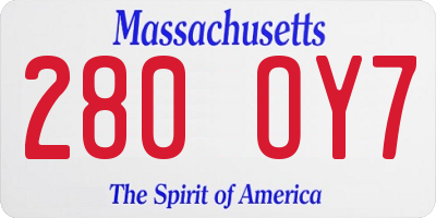 MA license plate 280OY7