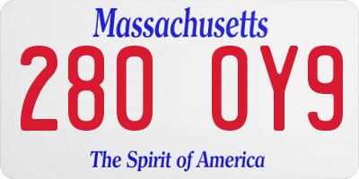 MA license plate 280OY9