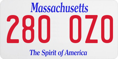 MA license plate 280OZ0