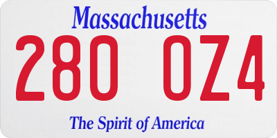 MA license plate 280OZ4