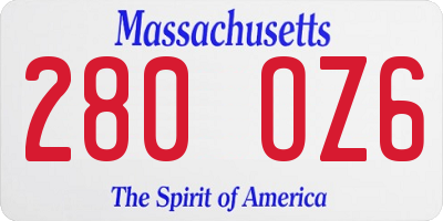 MA license plate 280OZ6
