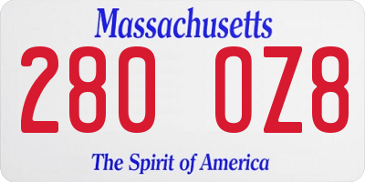MA license plate 280OZ8