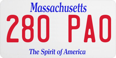MA license plate 280PA0