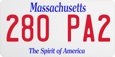 MA license plate 280PA2
