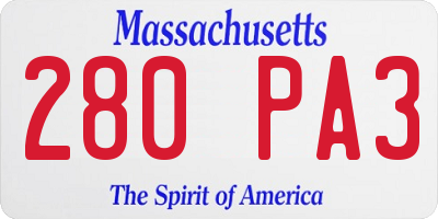 MA license plate 280PA3