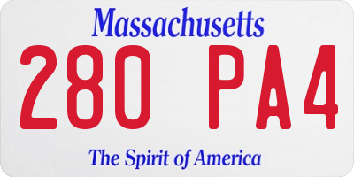 MA license plate 280PA4