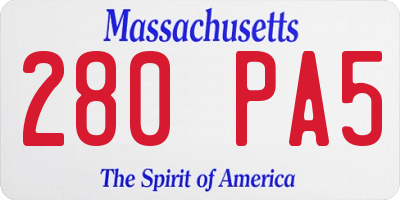 MA license plate 280PA5