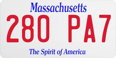 MA license plate 280PA7