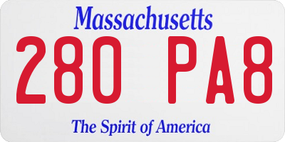 MA license plate 280PA8