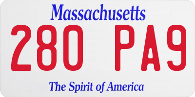 MA license plate 280PA9