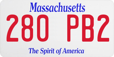 MA license plate 280PB2