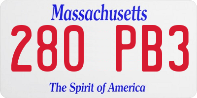 MA license plate 280PB3