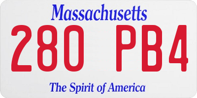 MA license plate 280PB4