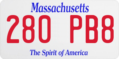 MA license plate 280PB8