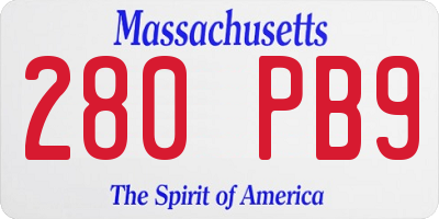 MA license plate 280PB9