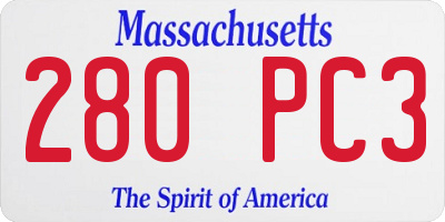 MA license plate 280PC3
