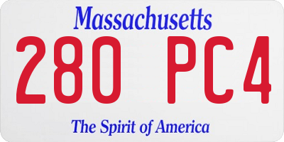 MA license plate 280PC4