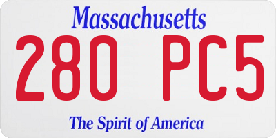 MA license plate 280PC5