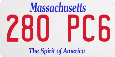 MA license plate 280PC6
