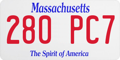 MA license plate 280PC7
