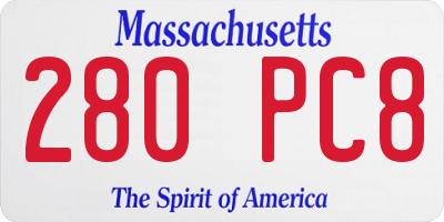 MA license plate 280PC8