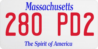 MA license plate 280PD2