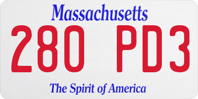 MA license plate 280PD3