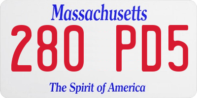 MA license plate 280PD5