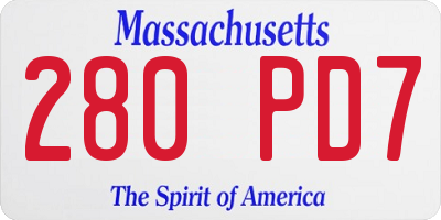 MA license plate 280PD7