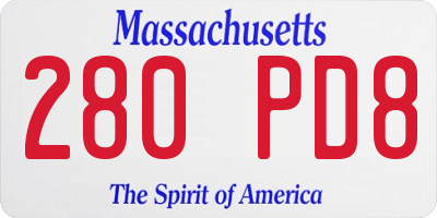 MA license plate 280PD8