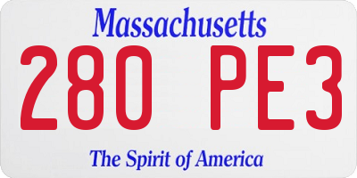 MA license plate 280PE3