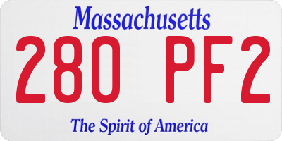 MA license plate 280PF2
