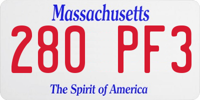MA license plate 280PF3