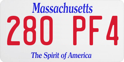 MA license plate 280PF4