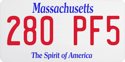 MA license plate 280PF5