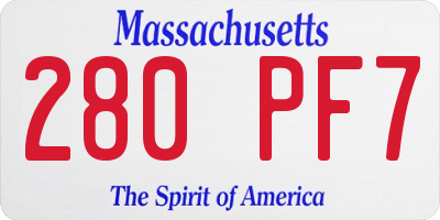 MA license plate 280PF7