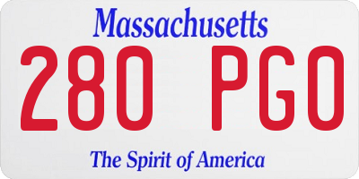 MA license plate 280PG0