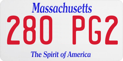 MA license plate 280PG2