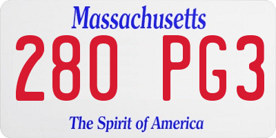 MA license plate 280PG3