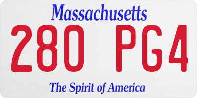 MA license plate 280PG4
