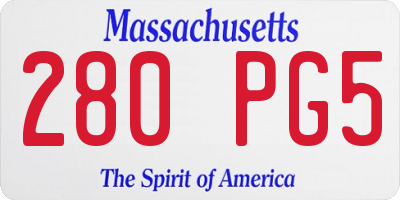 MA license plate 280PG5