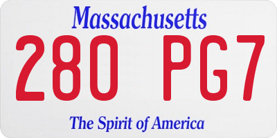 MA license plate 280PG7