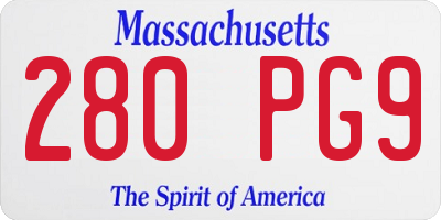 MA license plate 280PG9