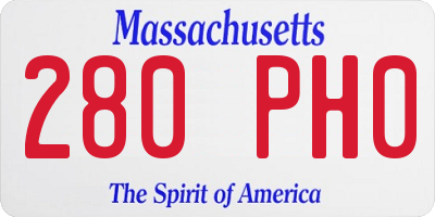 MA license plate 280PH0
