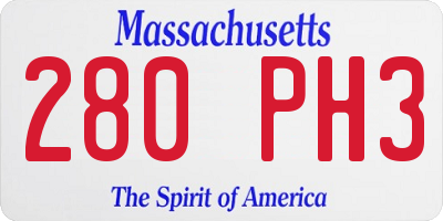 MA license plate 280PH3