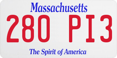 MA license plate 280PI3
