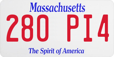MA license plate 280PI4