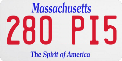 MA license plate 280PI5